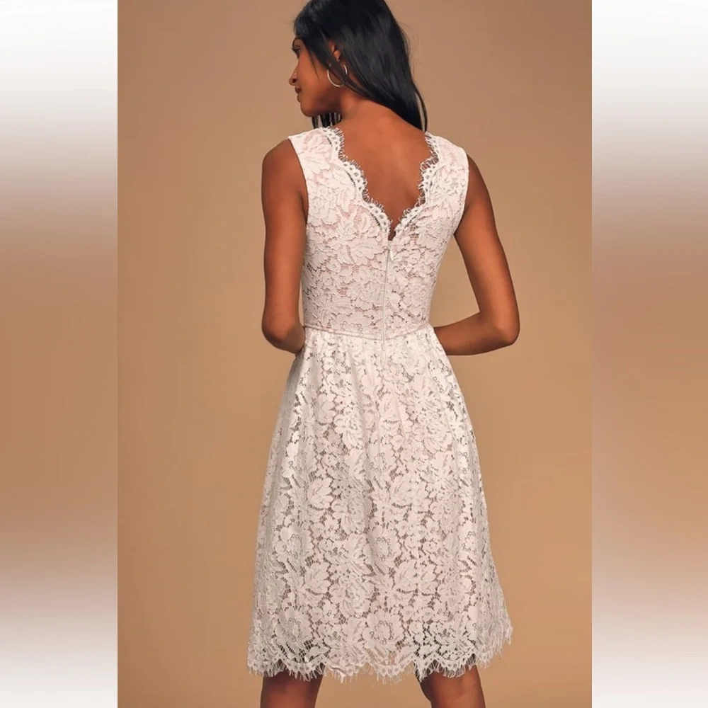 Lulu's Love Swept White Lace Dress - Picture 4 of 5